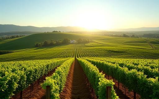View over a vineyard from a car window or viewpoint